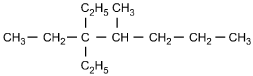 CH3-CH2-C-CH-CH2-CH2-CH3. C2H5 is attached to both the top and bottom of the third C in the chain. CH3 is attached to the top of the fourth C in the chain.