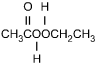 C H 3 C O O C H 2 C H 3 with an O attached by a double line to the second C. H attached by a single line to the first O. H attached by a single line to the second O.