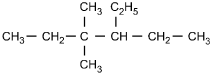 CH3-CH2-C-CH-CH2-CH3. CH3 is attached to both the top and bottom of the third C in the chain. C2H5 is attached to the top of the fourth C in the chain.