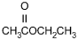 C H 3 C O C H 2 C H 3 with an O attached by a double line to the second C.