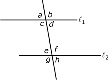 The figure shows two horizontal lines, labeled l sub 1 and l sub 2, with l sub 1 above l sub 2.