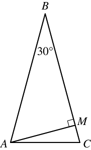 There is a diagram of a triangle, ABC.