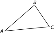 The figure shows a triangle, A B C.