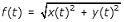 f of t equals square root of x of t squared plus y of t squared